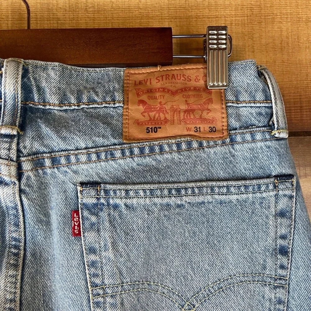 VTG Levis 510 Jeans‎ Mens 31x30 Straight Stretch Light Denim Retro 80s 90s Y2K